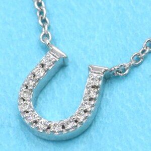 Tiffany &amp; Co. Diamond Mini Horseshoe .08ct Necklace 16&#034; 18K White Gold